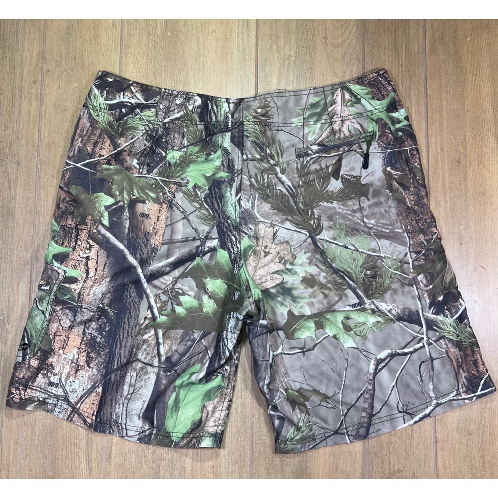 Realtree APG Camo Board Shorts Mens Green Brown All Purpose Camouflage Trunks 37